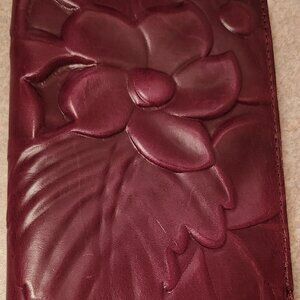 Floral Embossed Leather Passport Case